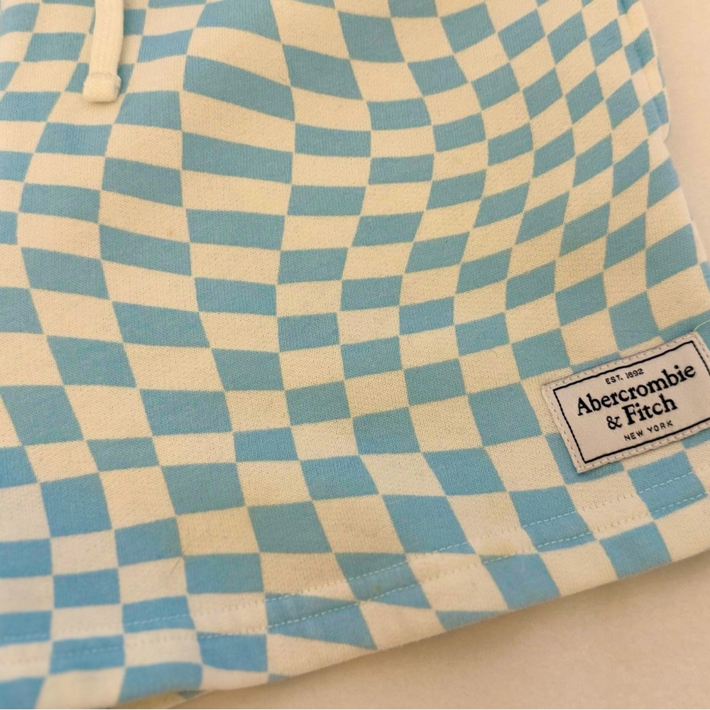 Abercrombie & Fitch Big Girls Blue & White Checkered Drawstring Skater Shorts